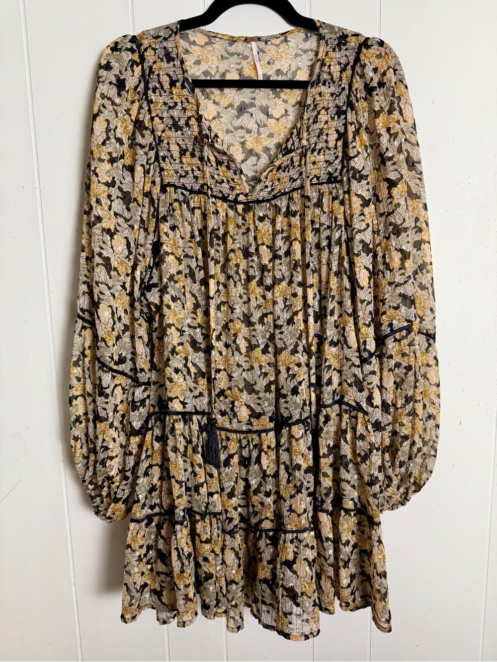 Free People Sheer Floral Pullover Dress size Medium - Picture 2 of 4